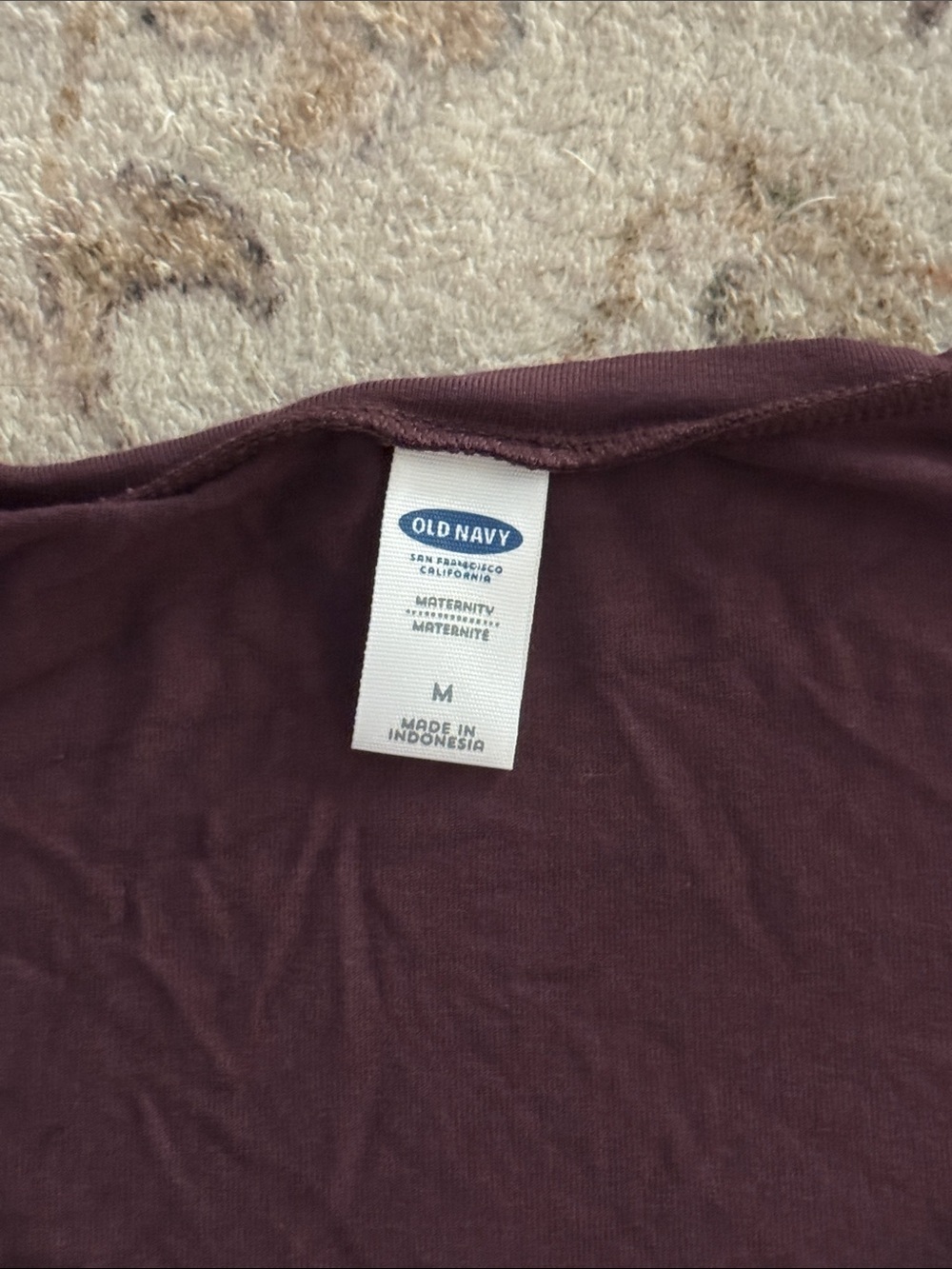 Old Navy Long Sleeve Scoop-Neck Maternity Dress in Deep Wine - Picture 2 of 4